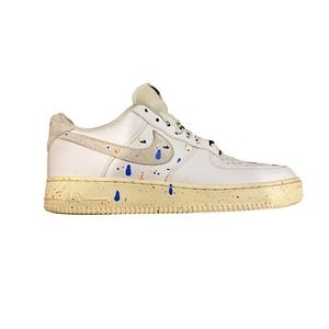 Nike Air Force 1 Mens 7.5 White Paint Splatter Sneaker Shoes Athletic Women’s 9
